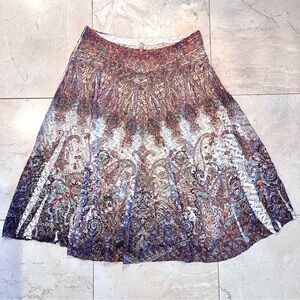 Reba Womens Plus Size 2X Midi A-line Skirt Stretchy Lace Pull On Paisley Western